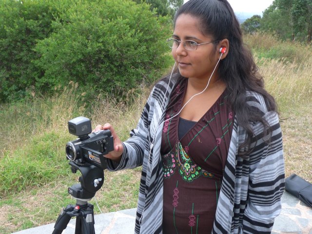 Sheena Kitchener filming at William Howe Park, Mt Annan